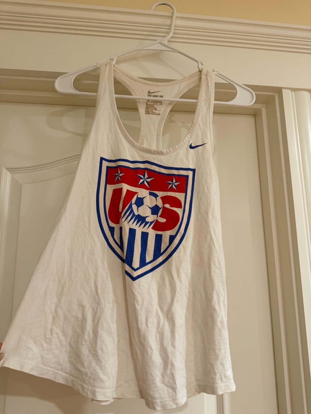 Nike White Tank Top with Red & Blue USA Crest